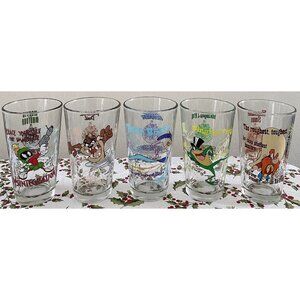 Looney Tunes 5 Pint Glass Toon Tumblers Warner Bros. Cartoons Collector USA Made